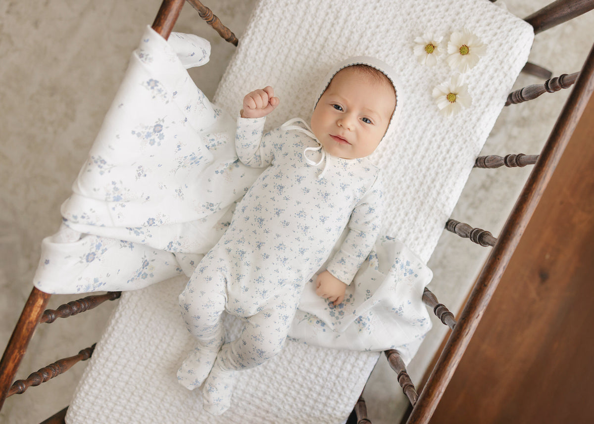 Peluche Floral Layette Set - Blue