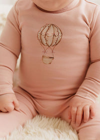 Aurora French Terry Hot Air Balloon Footie - Pink