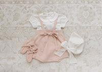 Peluche Knit Suspender Bloomers & Puff Sleeve - Rose