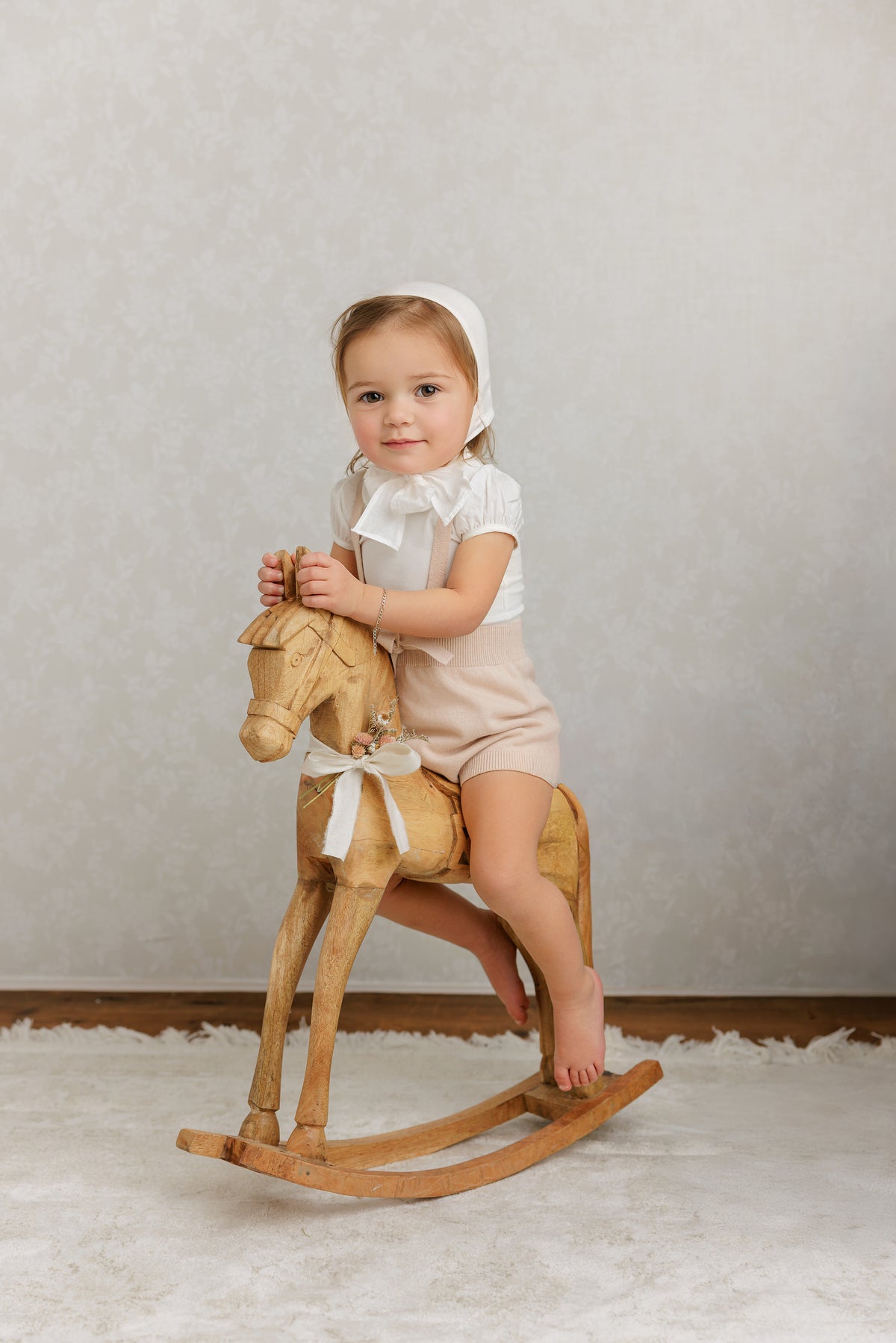 Peluche Knit Suspender Bloomers & Puff Sleeve - Rose
