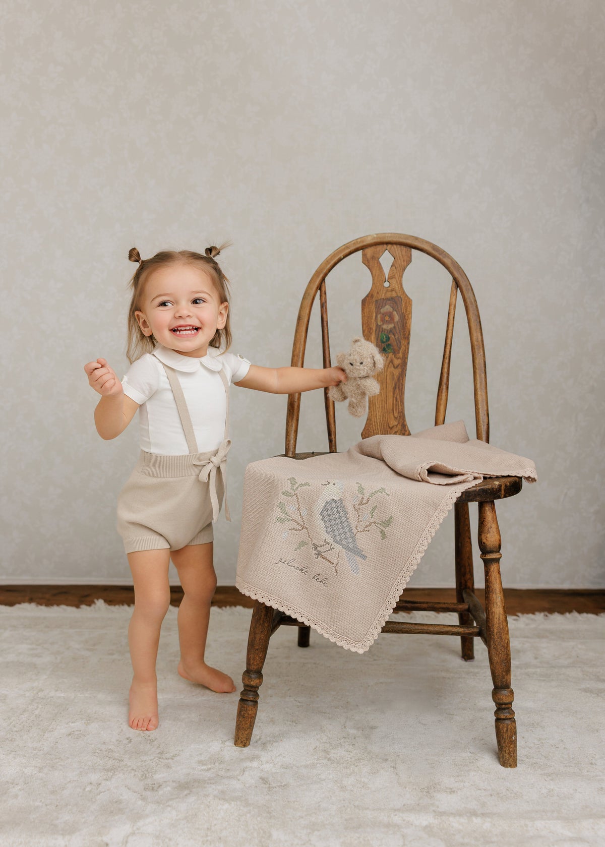 Peluche Cream Onesie With Short Rollover Sleeve