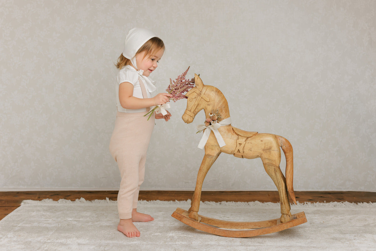 Peluche Cotton String Bonnet - Cream