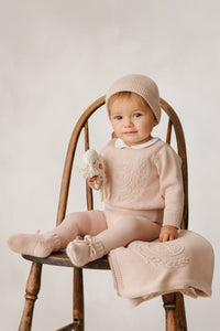 Peluche Embossed Knit Cardigan - Rose