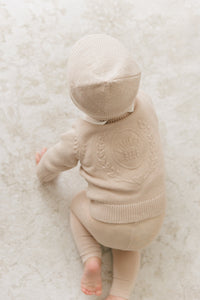 Peluche Embossed Knit Cardigan - Taupe