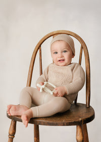 Peluche Embossed Knit Cardigan - Taupe