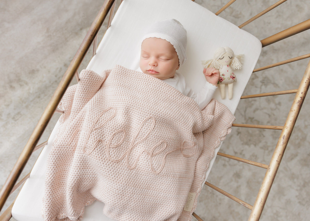 Peluche Malange Scalloped Blanket - Rose