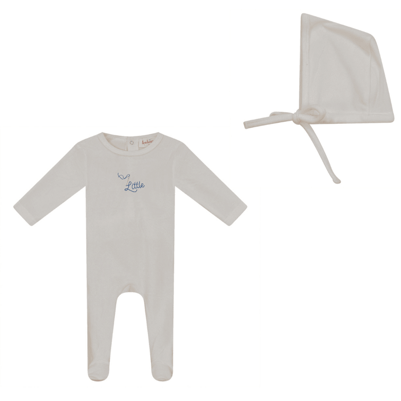 Bondoux Little Embroidery Velour Footie & Hat