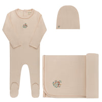 Elys & Co Ribbed Floral Embroidered Layette Set - Pink