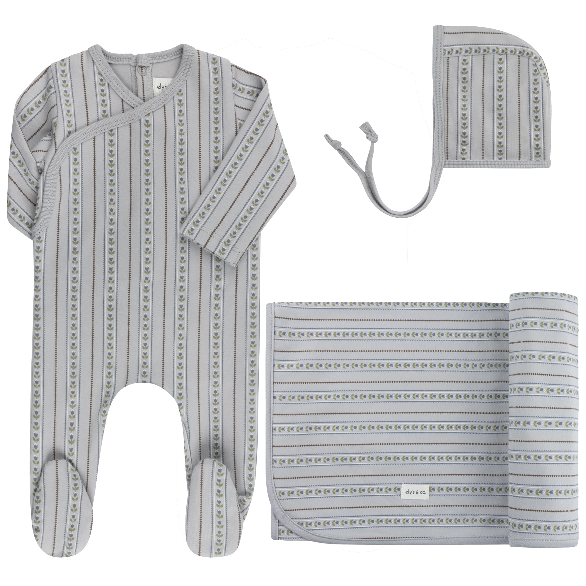 Elys & Co Linear Tulip Layette Set - Blue