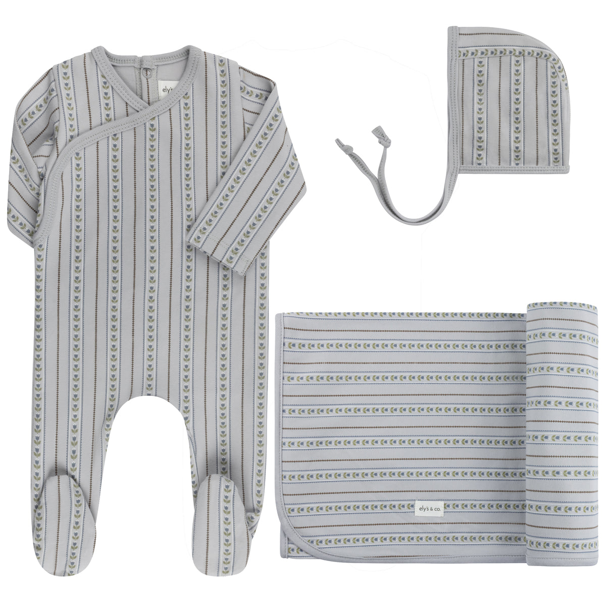 Elys & Co Linear Tulip Layette Set - Blue