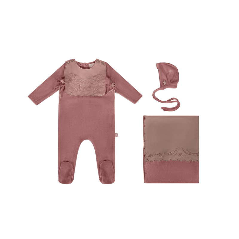 Citrine Appliqued Bib Layette Set AW23