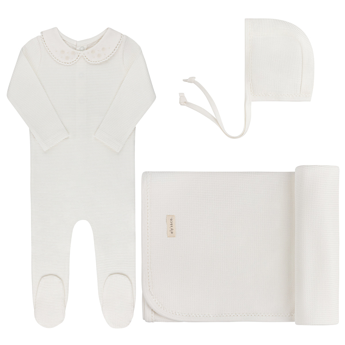 Elys & Co Embroidered Collar Layette Set Aw25 - Ivory Girl