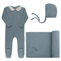 Looms Embroidered Trim Layette Set - Blue