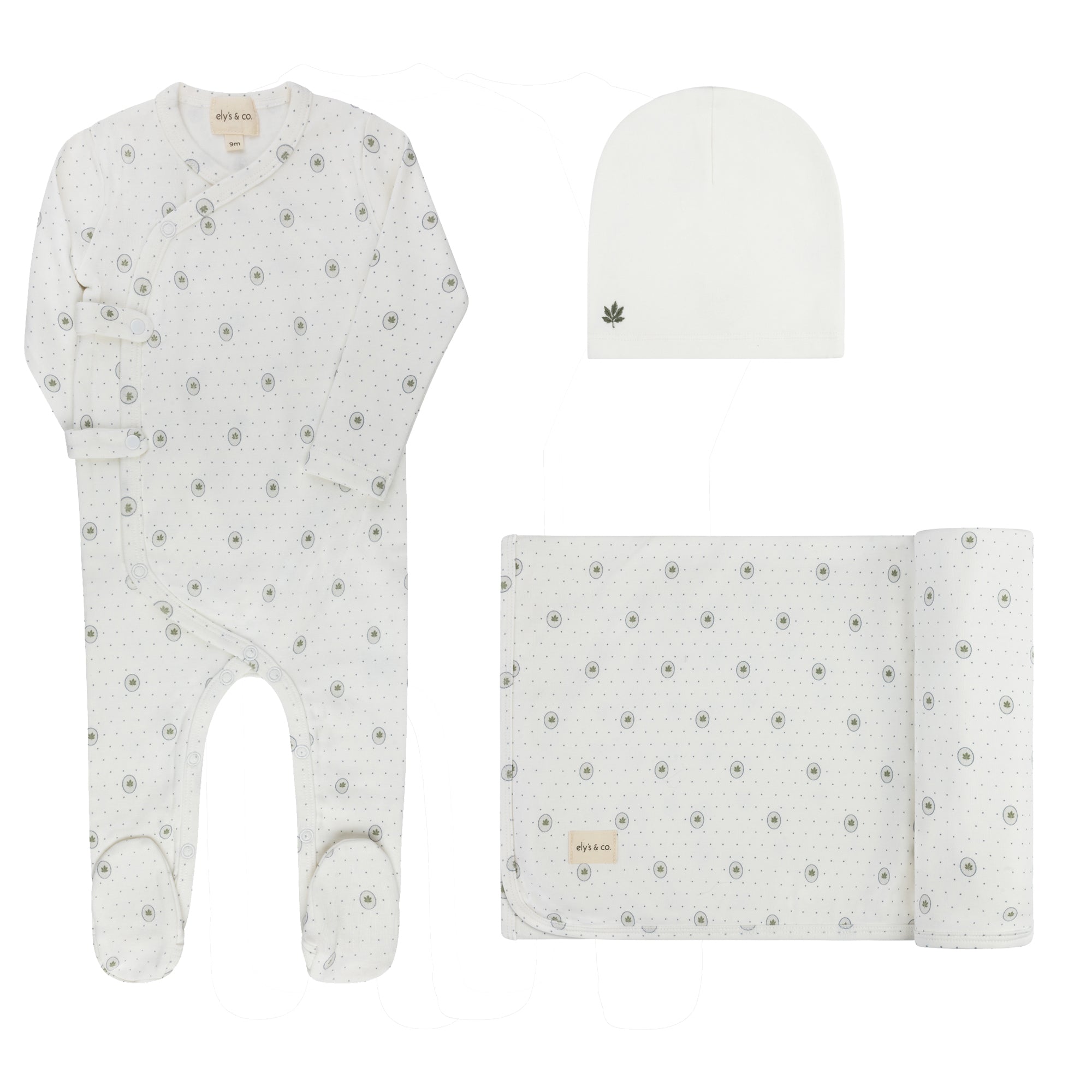 Elys & Co Floral Dot Layette Set - Ivory Blue