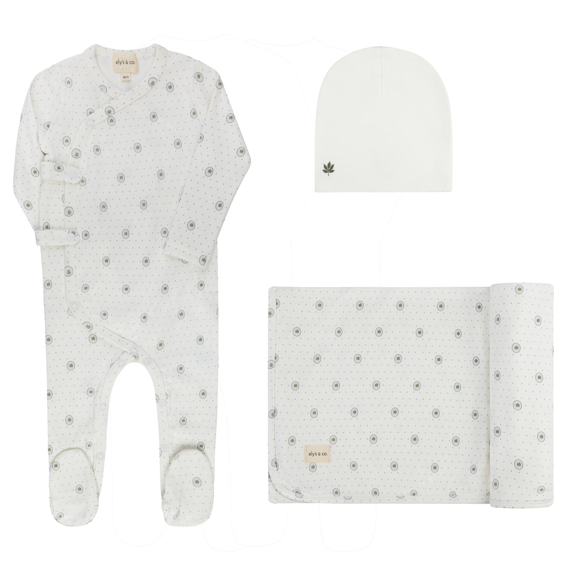 Elys & Co Floral Dot Layette Set - Ivory Blue