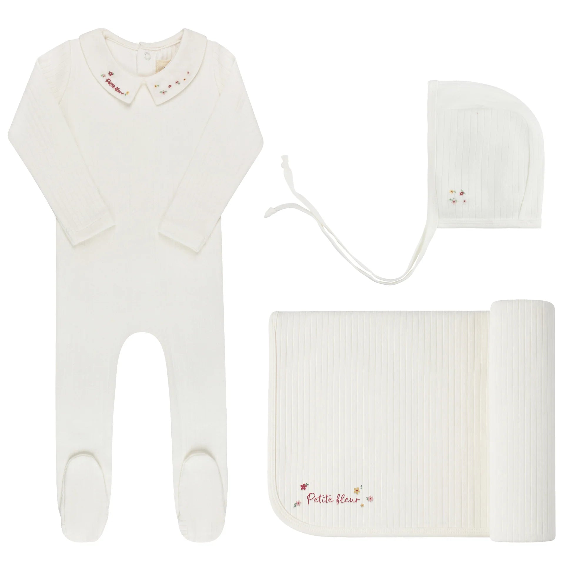 Elys & Co Floral Star Collar Layette Set - Ivory Pink