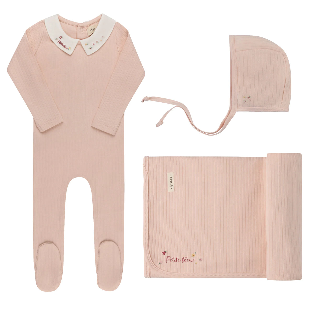Elys & Co Floral Star Collar Layette Set - Pink