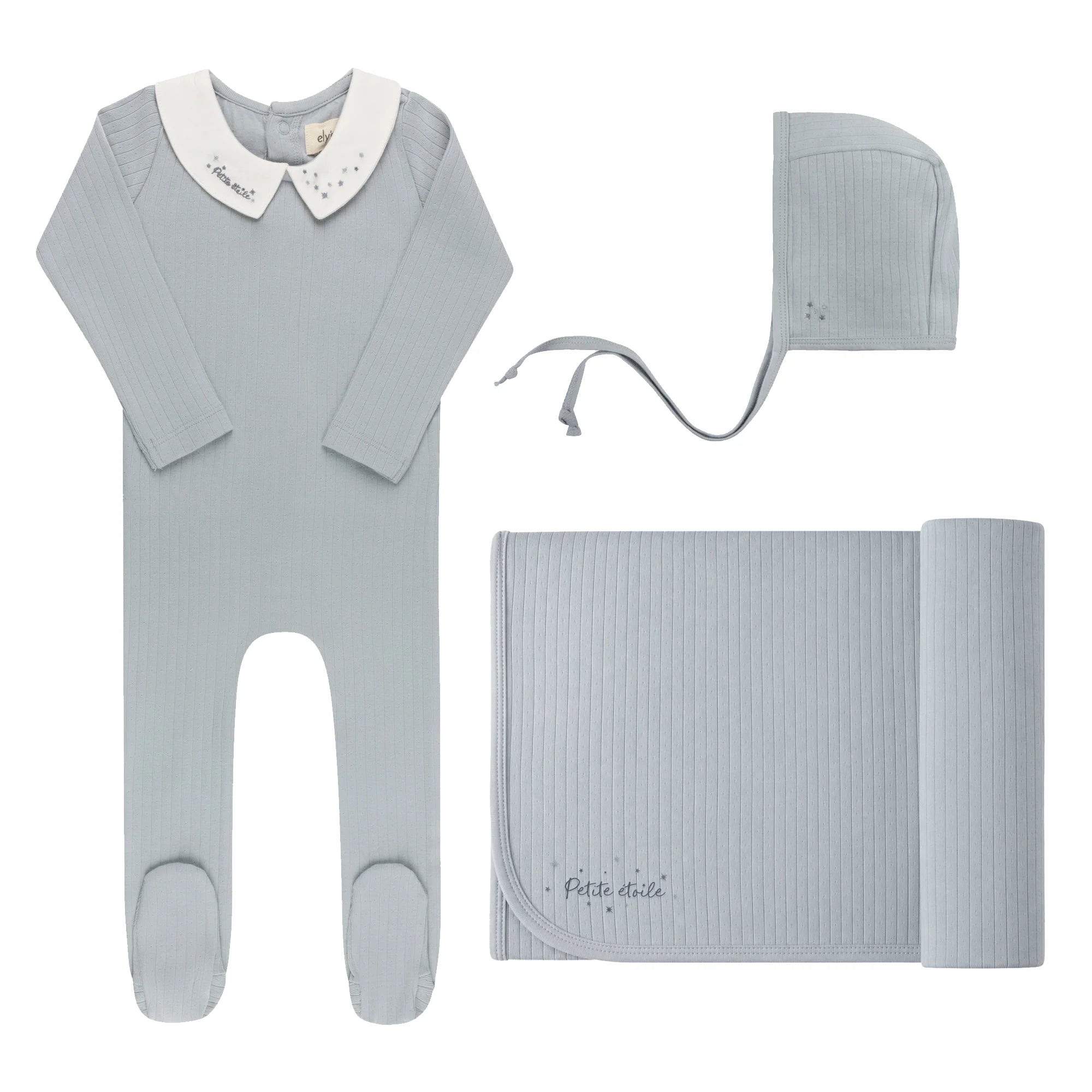 Elys & Co Floral Star Collar Layette Set - Blue