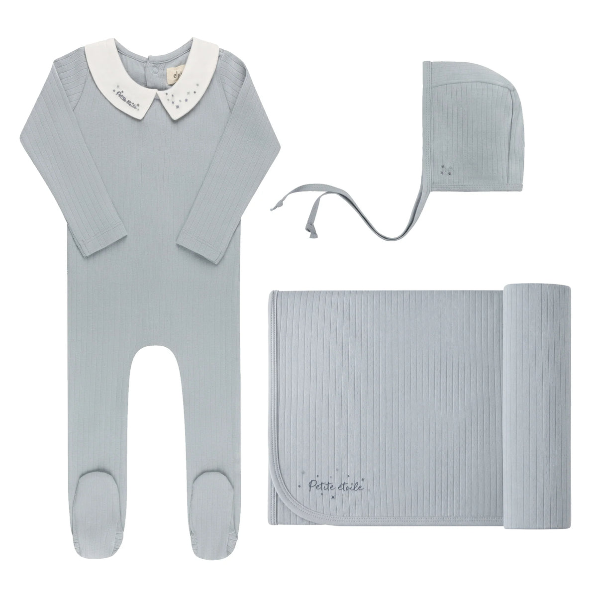 Elys & Co Floral Star Collar Layette Set - Blue