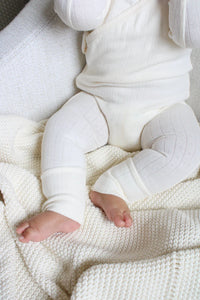 Little Threads Pointelle Wrap Footie - Cream