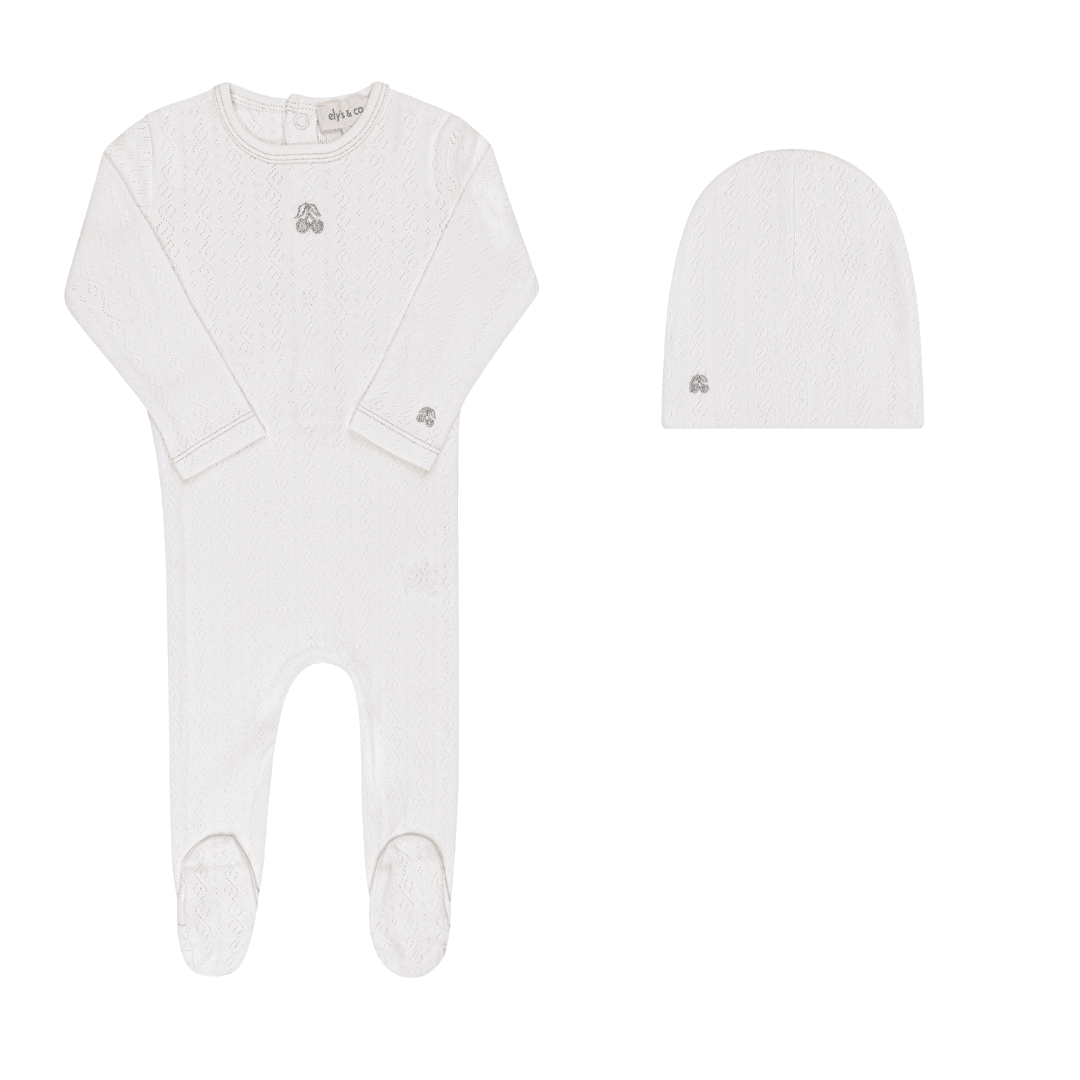 Elys & Co Squiggle Pointelle Footie & Beanie