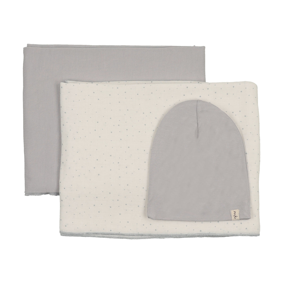 Mema Knits Bambbo Swaddle Set & Beanie - Gray Dawn Star