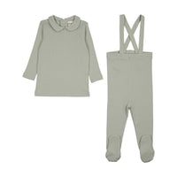 Mema Knits Rib Collared Top & Pants Set - Mint