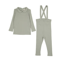 Mema Knits Rib Collared Top & Pants Set - Mint