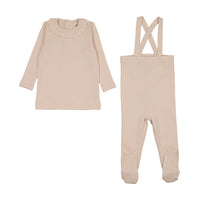 Mema knits Rib Ruffle Collar Top & Pants Set - Light Pink