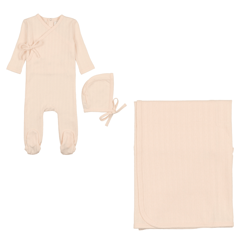 Coco Blanc Mock Wrap Thin Pointelle Layette Set