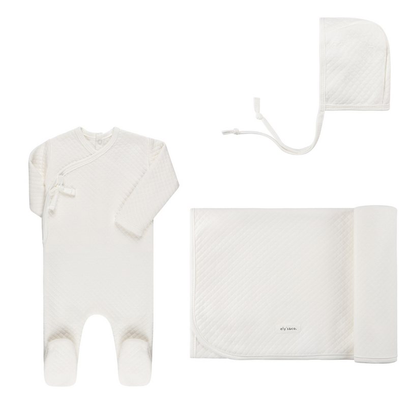 Elys & Co Quilted Ivory Kimono Layette Set