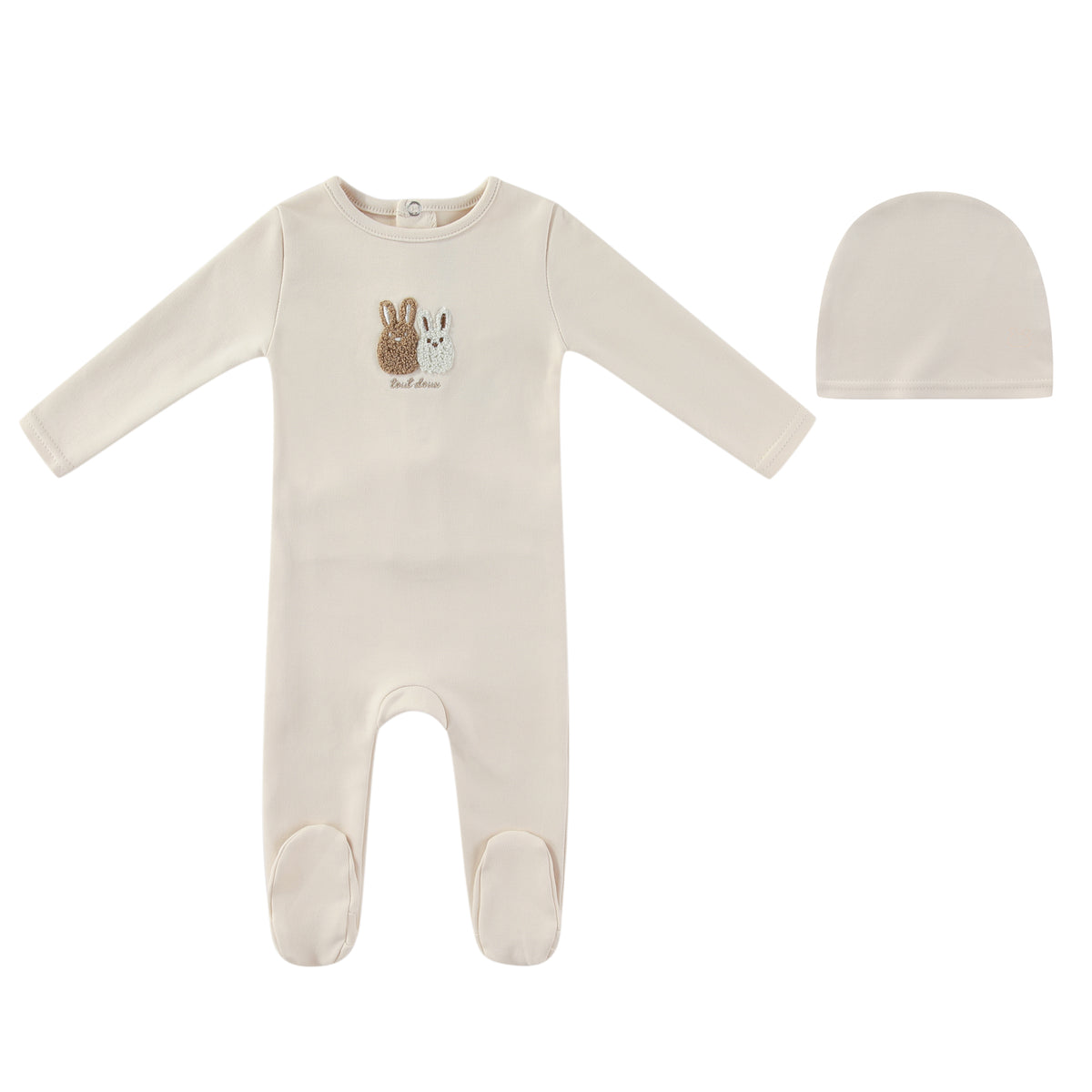 Minilabel Sherpa Bunny Footie & Hat - Taupe