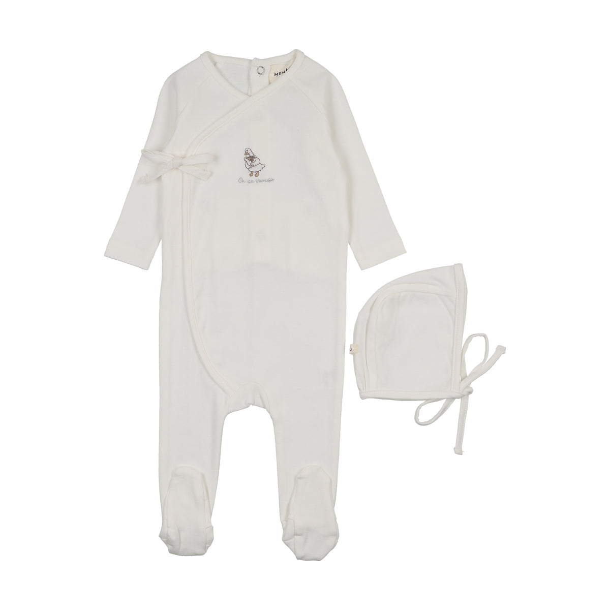 Mema Knits Duck Artwork Footie & Bonnet