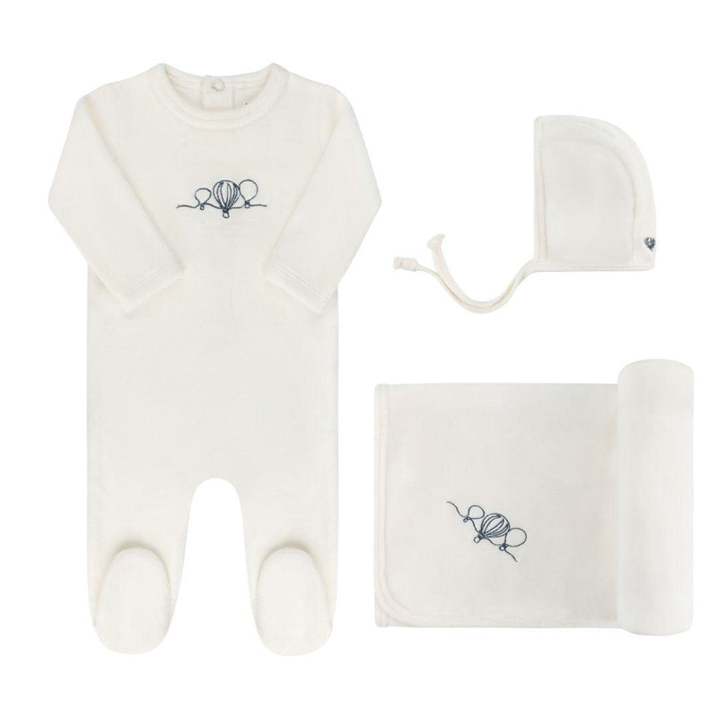 Elys & Co Velour Embroidered Hot Air Balloon Layette Set