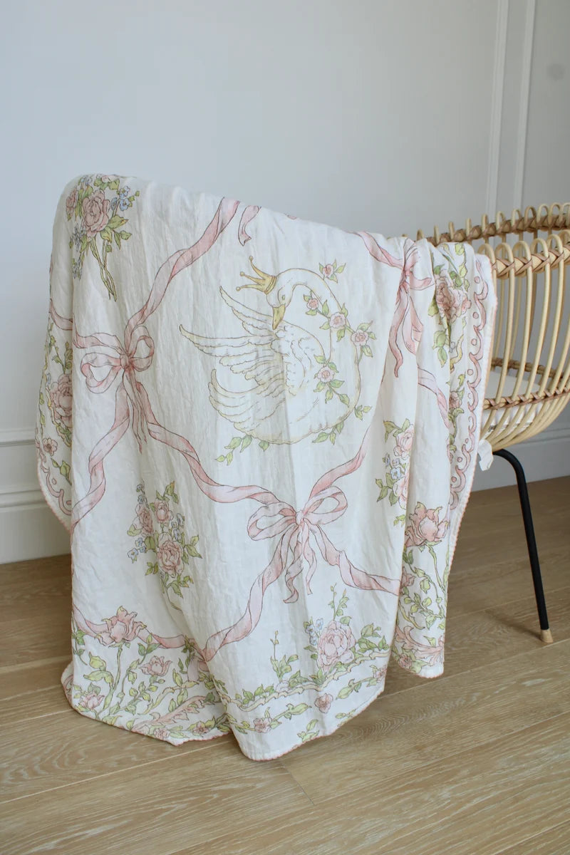 Little Threads Swan Garden Muslin Blanket