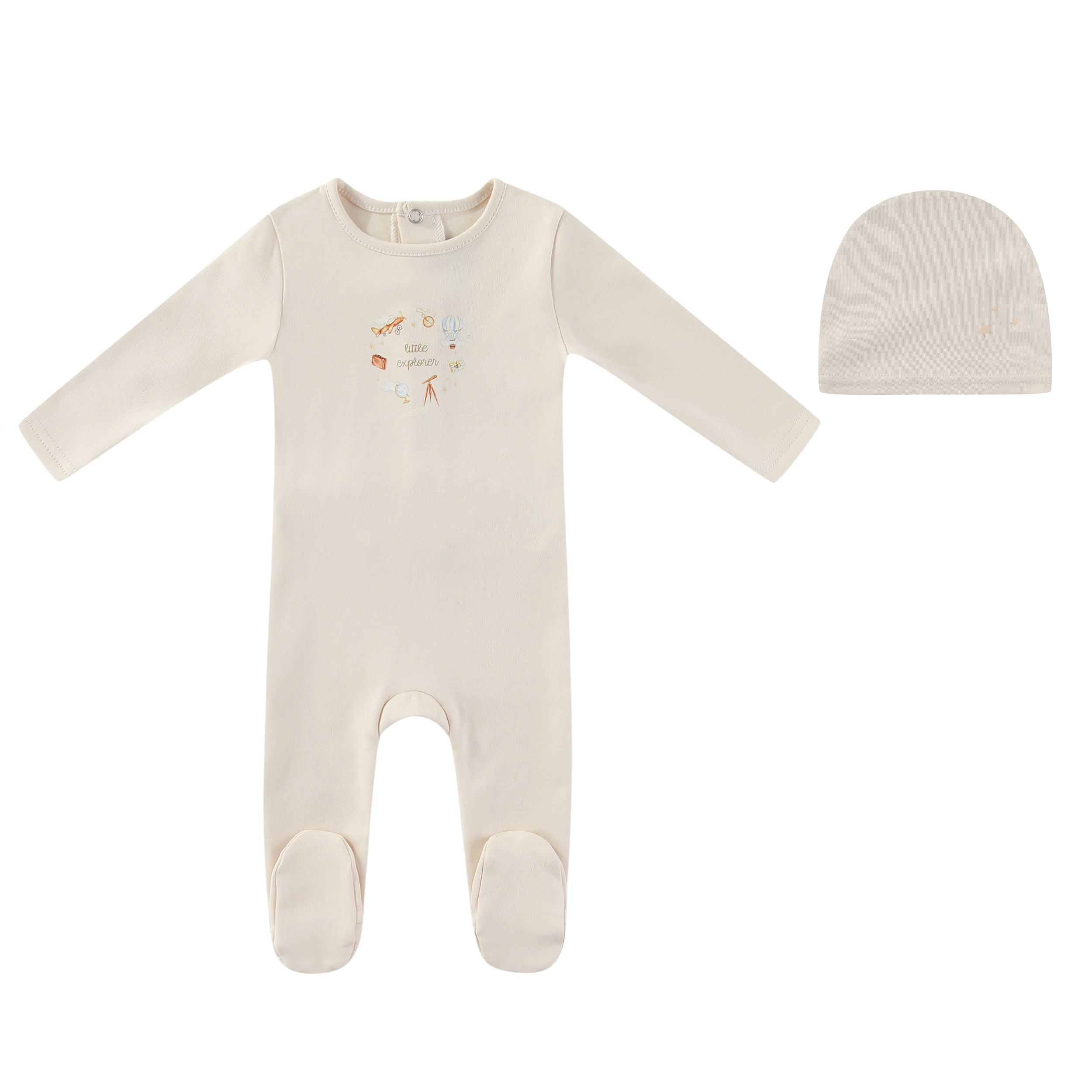 Minilabel Little Explorer Footie & Hat - Ivory Boys