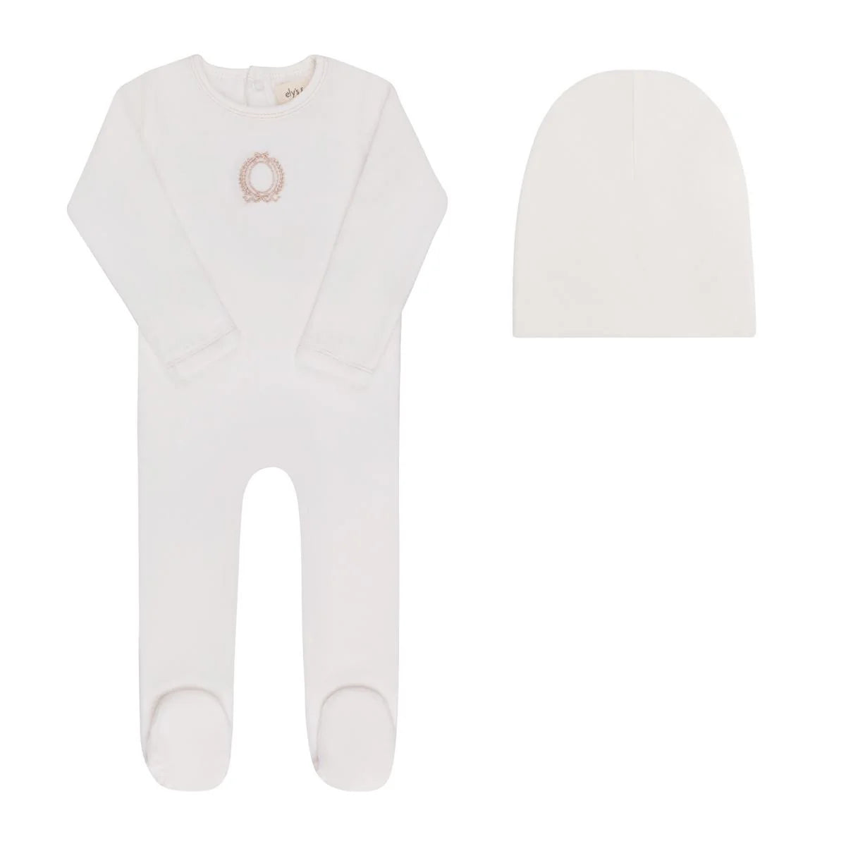 Aurora Metallic Crest Footie & Bonnet - Ivory Girl