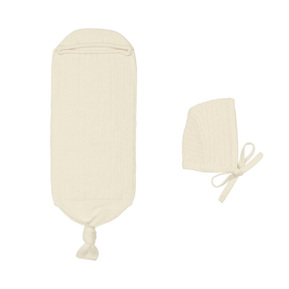 Peluche Ribbed Knit Cocoon & Bonnet - Tan Peluche Ribbed Knit Cocoon & Bonnet - Tan