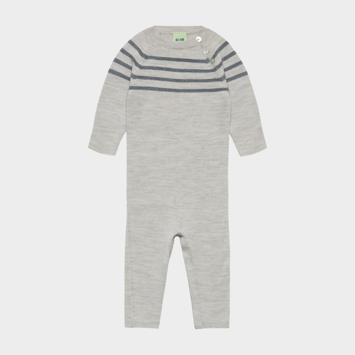 FUB Striped Long Romper - Light Grey