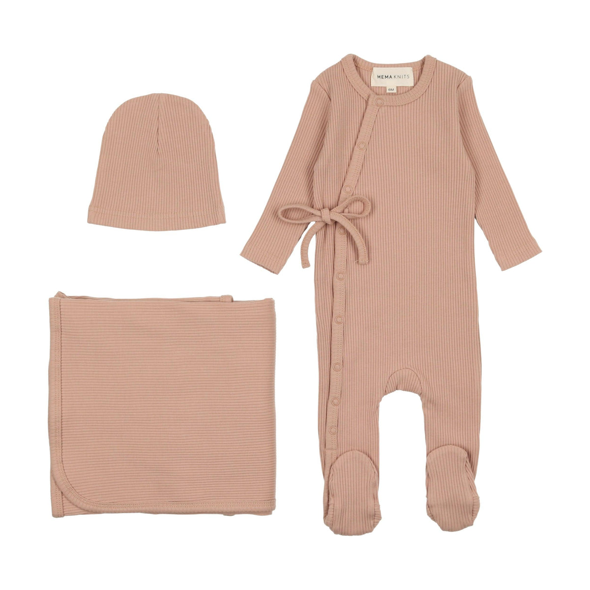 Mema Knits Rib Wrap Layette Set