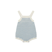 FUB Pointelle Striped Romper - ecru/sea
