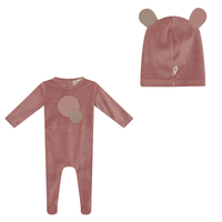 Bondoux Circles Knit Applique Footie & Hat