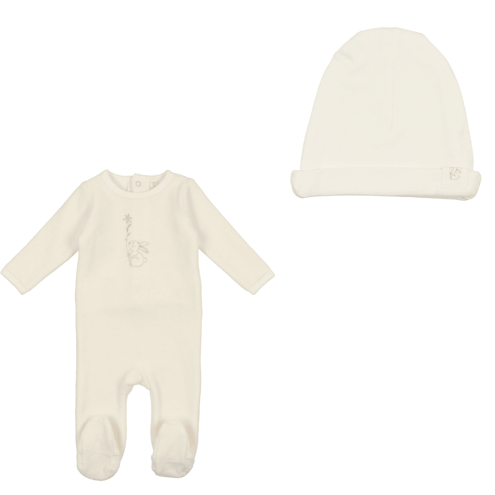 Lilette Velour Bunny Footie & Hat