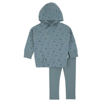 Bondoux Blue Car Print Hood & Leggings