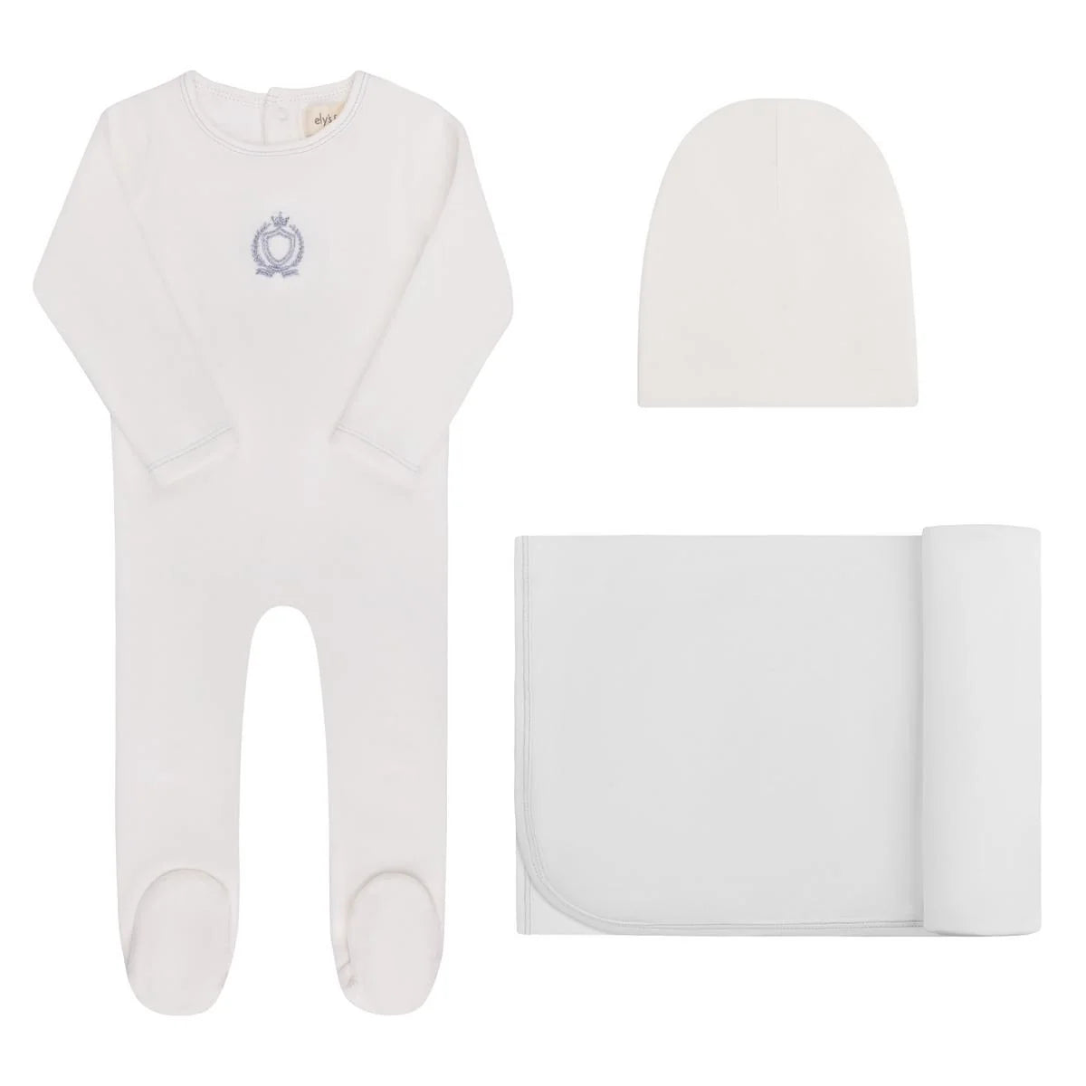 Aurora Metallic Crest Layette Set - Ivory Boy