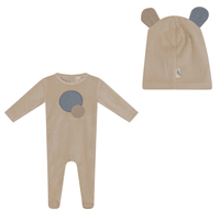 Bondoux Circles Knit Applique Footie & Hat