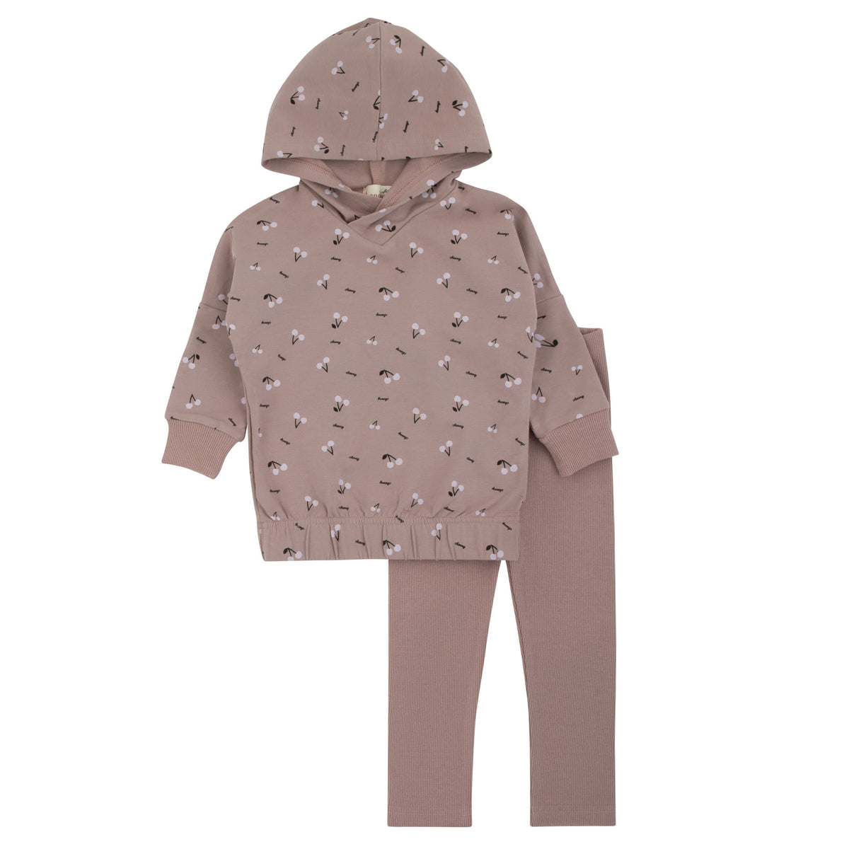Bondoux Purple Cherry Print Hood & Leggings