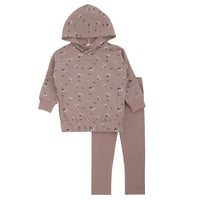 Bondoux Purple Cherry Print Hood & Leggings
