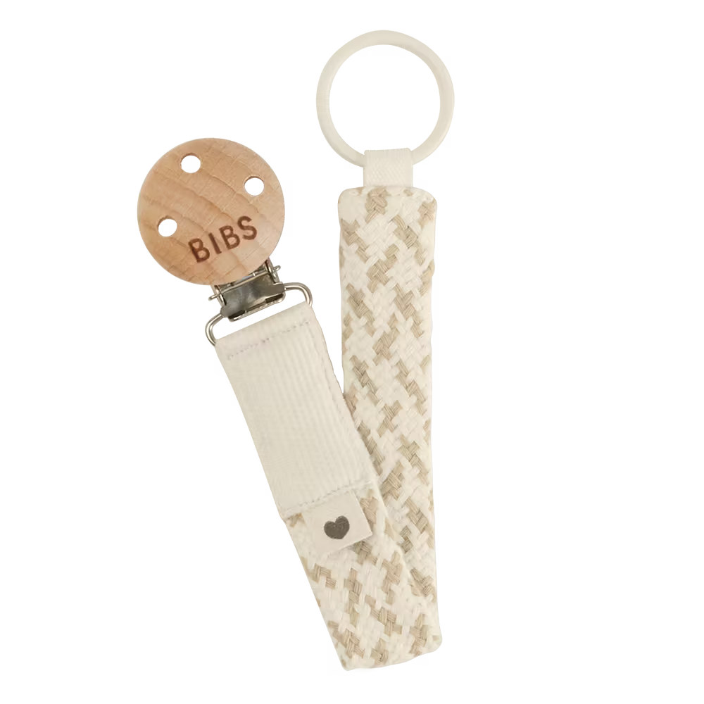 Bibs Braided Pacifier Clip - Ivory/Vanilla