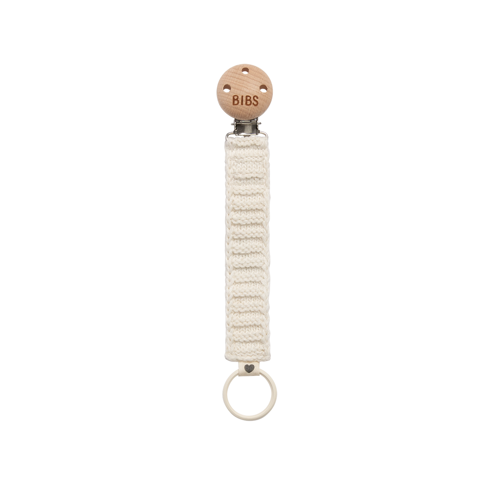 Bibs Knitted Pacifier Clip - Ivory